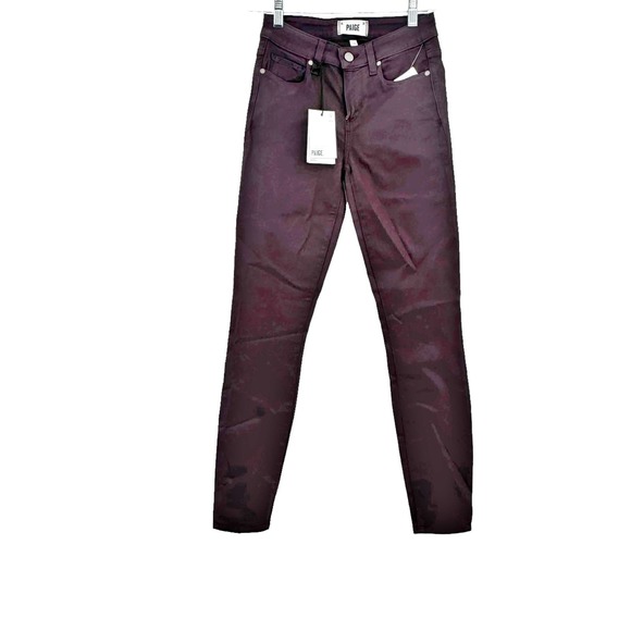 Paige Pinot Noir Coated Verdugo Ankle Skinny Jeans Wine Size 26 NWT - Picture 4 of 12